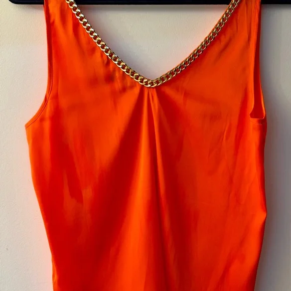 Generation Love Dallas Chain Tank Top Orange Gold Chain V-Neck Size Small - Picture 4 of 10